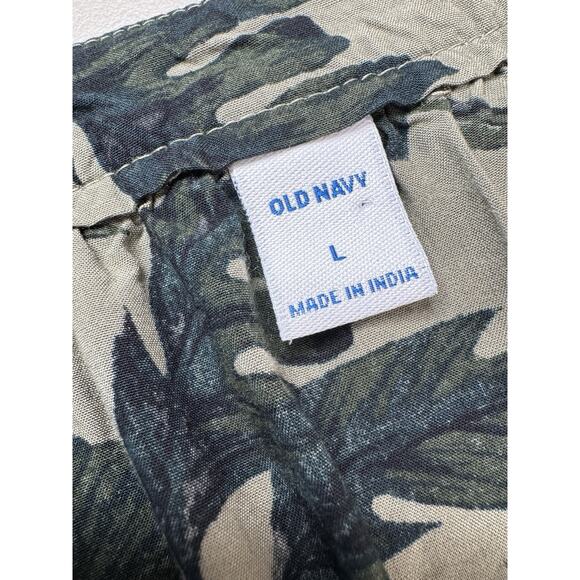 Old Navy Women’s Tropical Shift Dress L Green Black Floral Resort Vacation Rayon - Picture 4 of 11